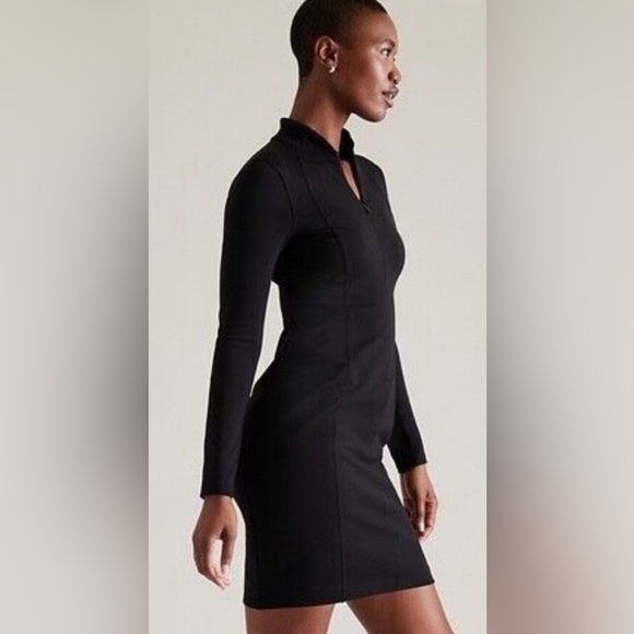 Athleta DELANCEY Elegant Black Long Sleeve Dress - Picture 4 of 7